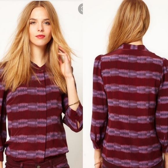 SEE BY CHLOÉ Detroit Silk Print Button Blouse Size 10 - Picture 1 of 11